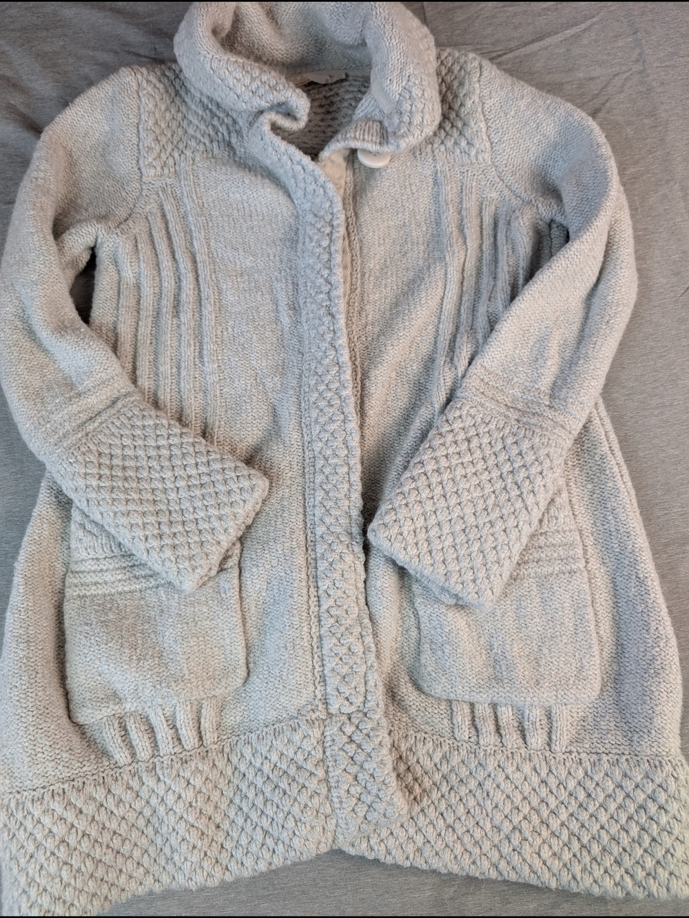 prAna Eslin Cardigan Knit Sweater Women's S Snap Button Pockets Bone White - Picture 4 of 8